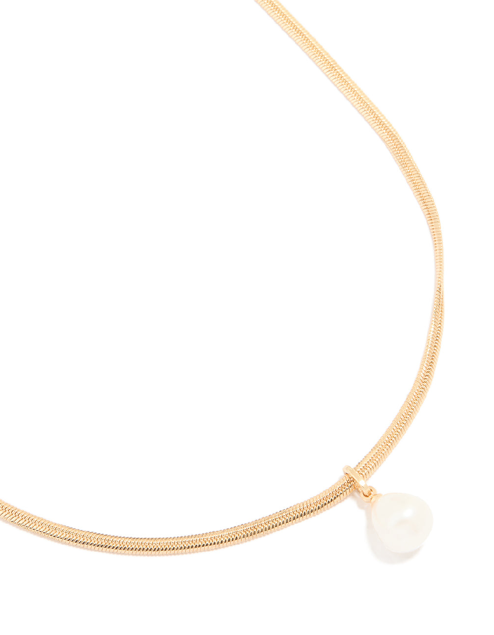 Gold Plated Freshwater Pearl Snake Chain Pendant Necklace