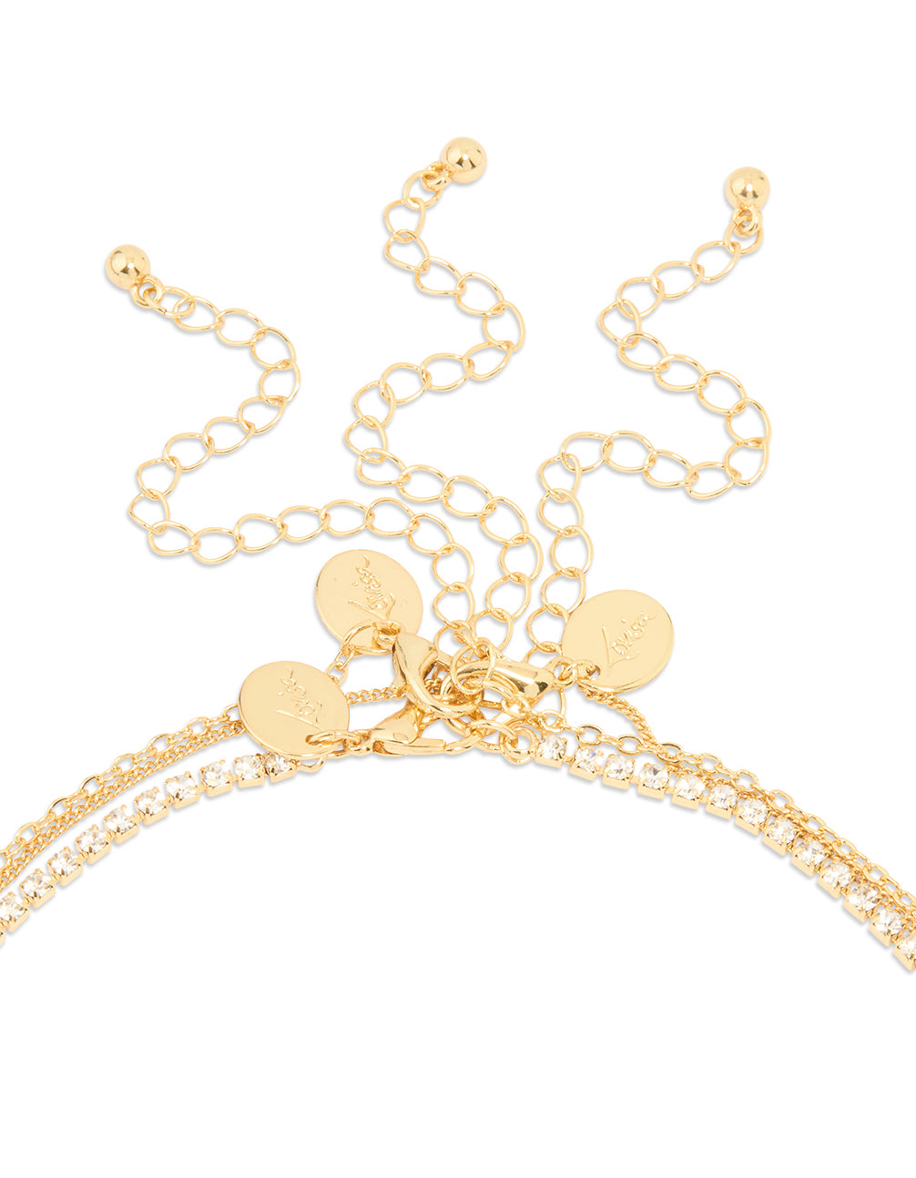 Gold Plated Diamante & Pearl Pendant Layered Necklace