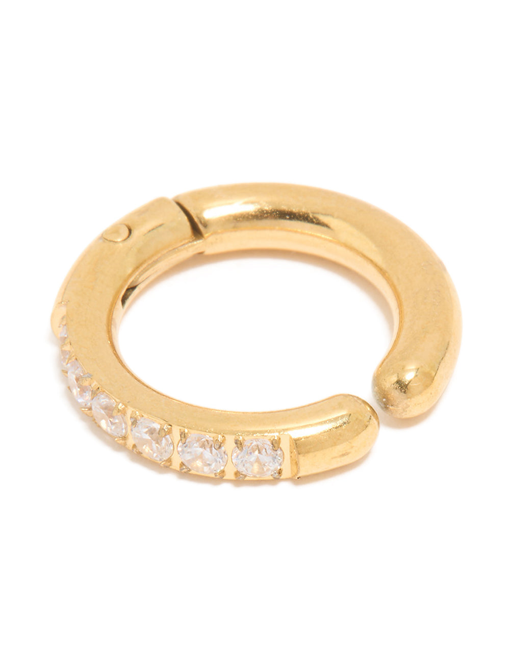 Gold Plated Brass Cubic Zirconia Hinged Single Ear Cuff