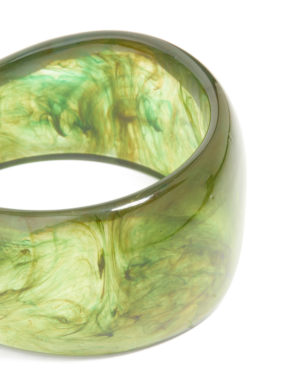 Smoky Green Acrylic Wavy Bangle