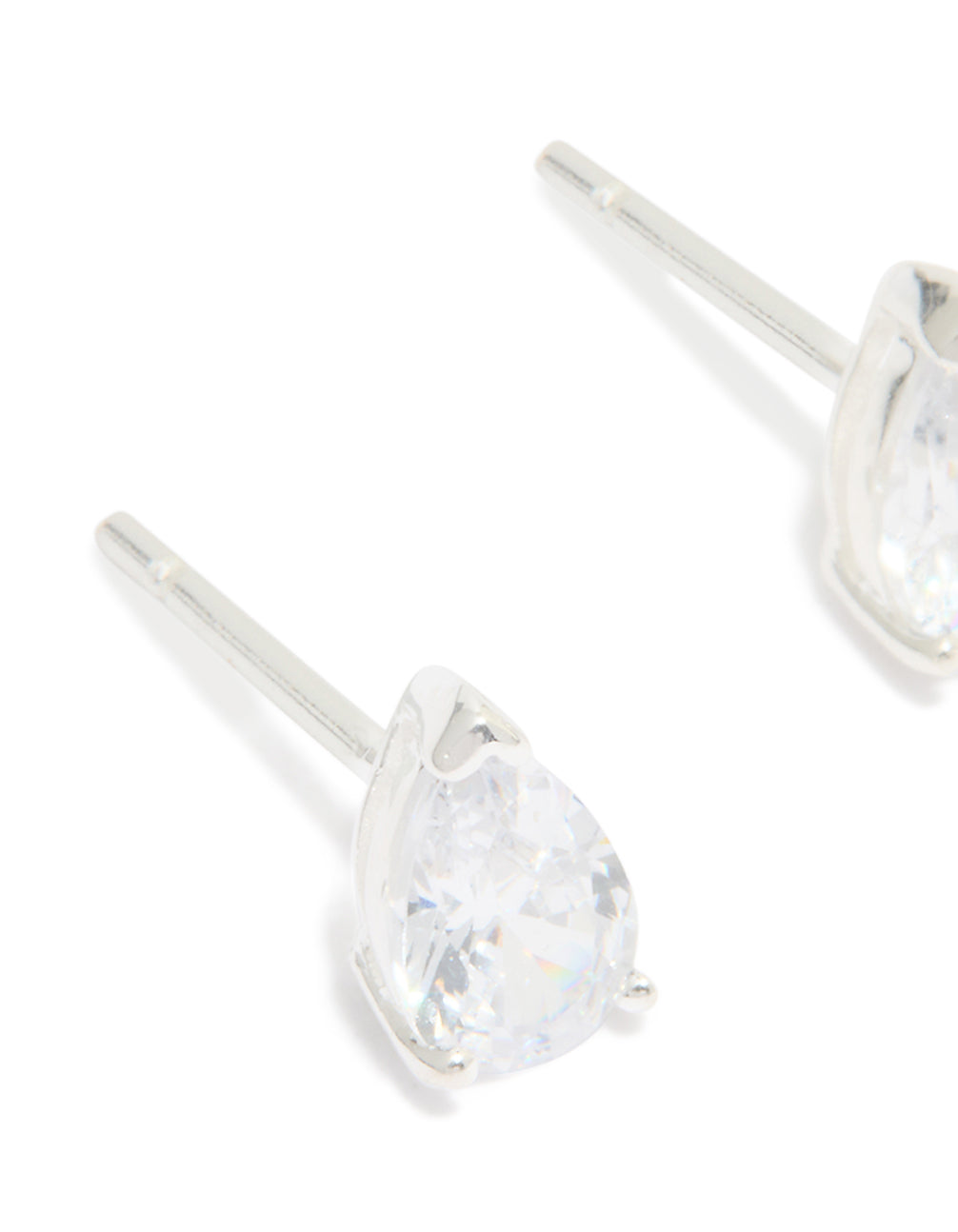 Sterling Silver Cubic Zirconia Pear Stud Earrings