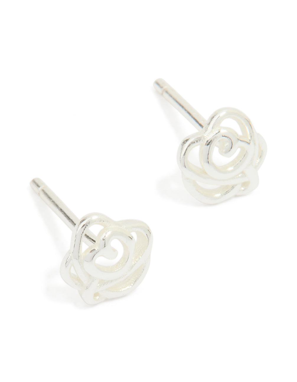 Sterling Silver Cubic Zirconia Rose Stud Earrings