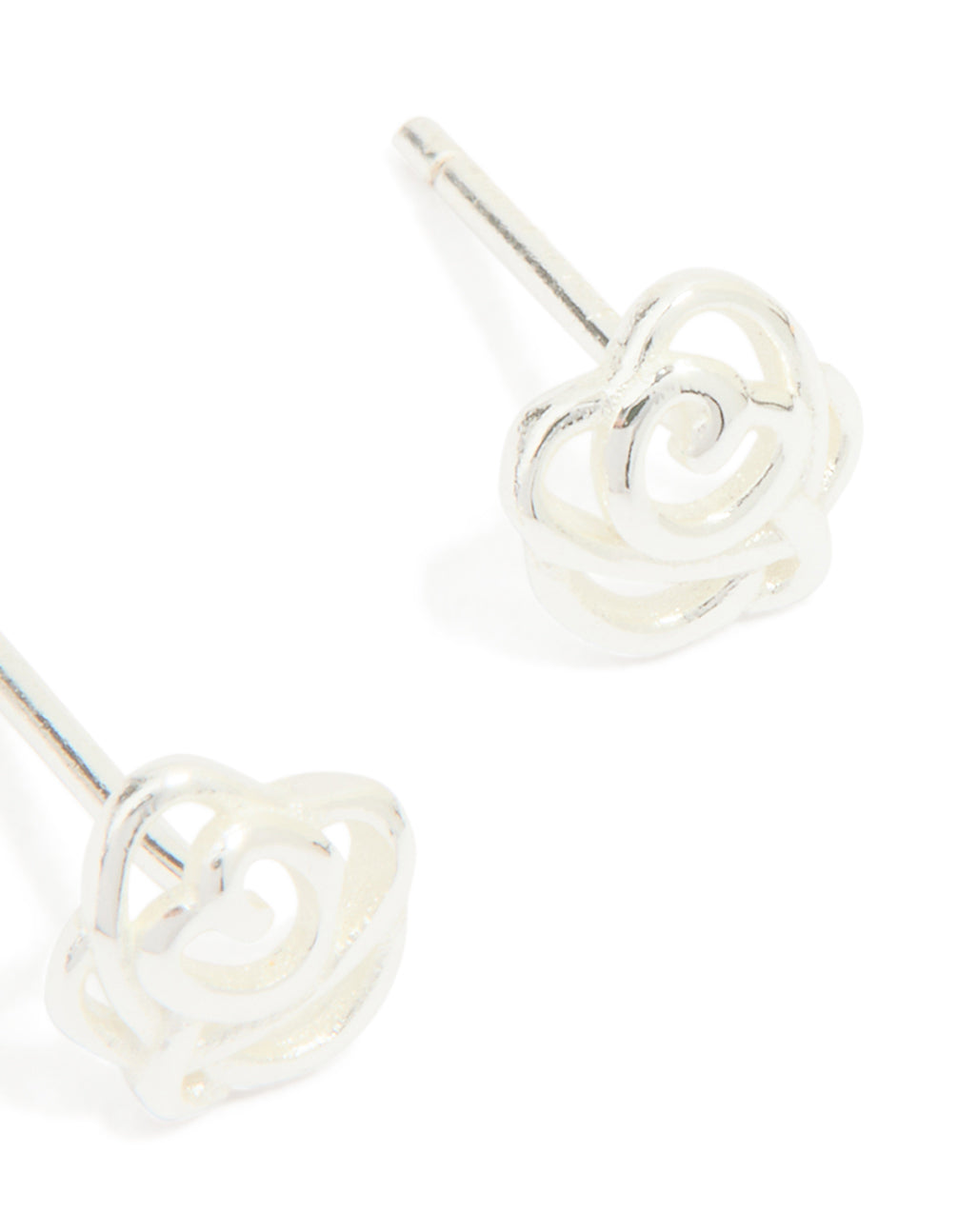 Sterling Silver Cubic Zirconia Rose Stud Earrings