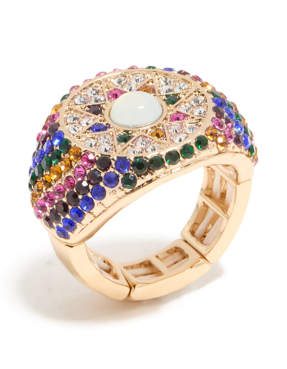 Gold Rainbow Diamante Chunky Star Ring