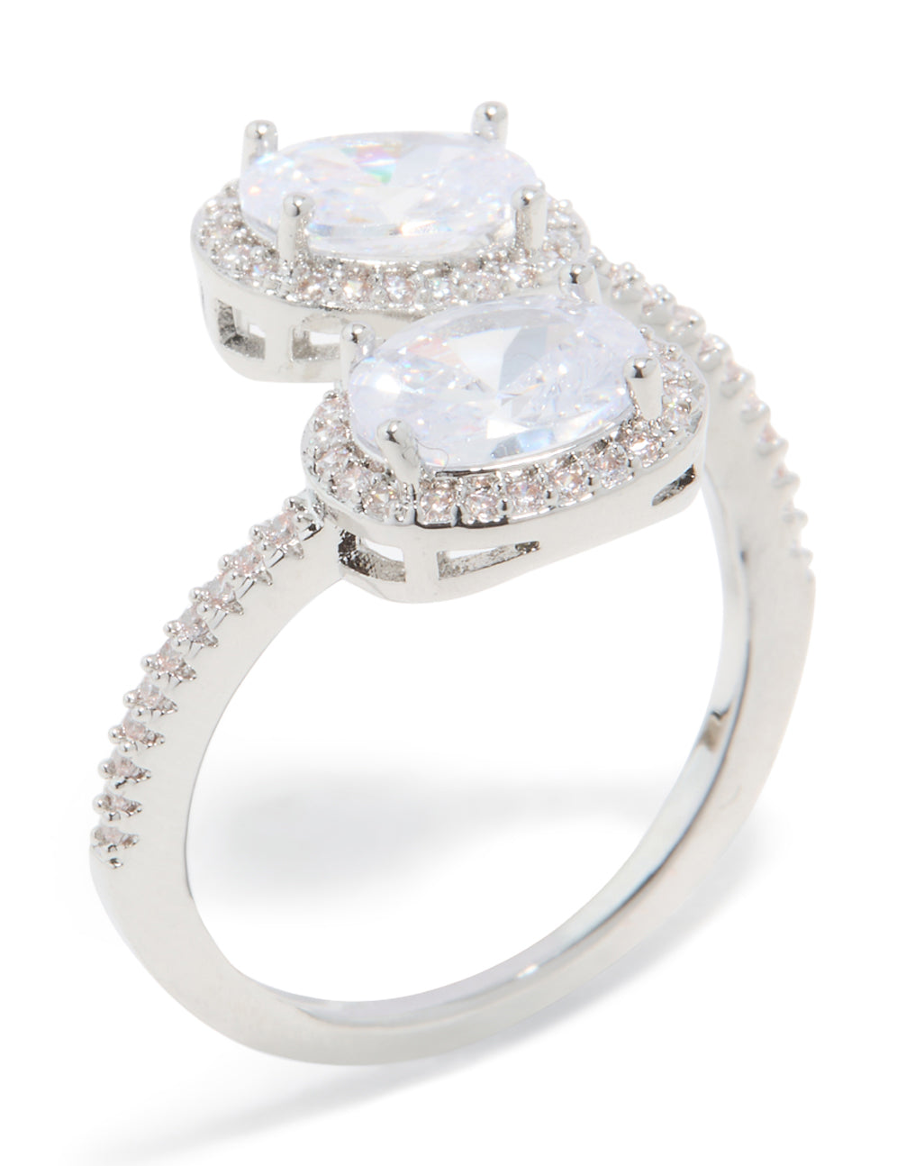 Silver Double Cubic Zirconia Ball Ring