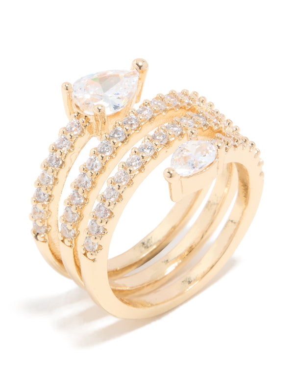 Gold Cubic Zirconia Wrapped Arrow Ring