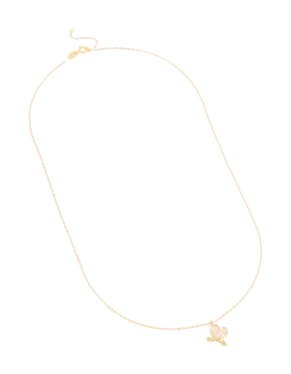 Gold Plated Sterling Silver Cubic Zirconia Heart Arrow Necklace