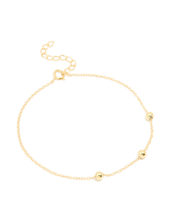 Gold Plated Sterling Silver Station Chain Bracelet
