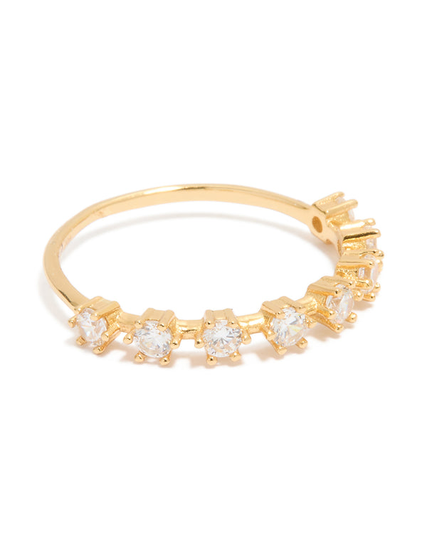 Gold Plated Sterling Silver Cubic Zirconia Half Eternity Ring