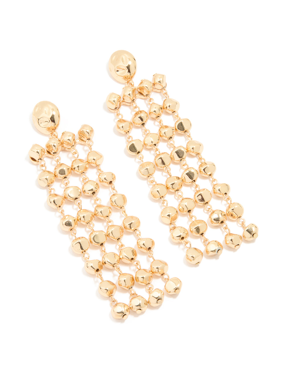 Gold Long Layered Rounded Drop Earrings