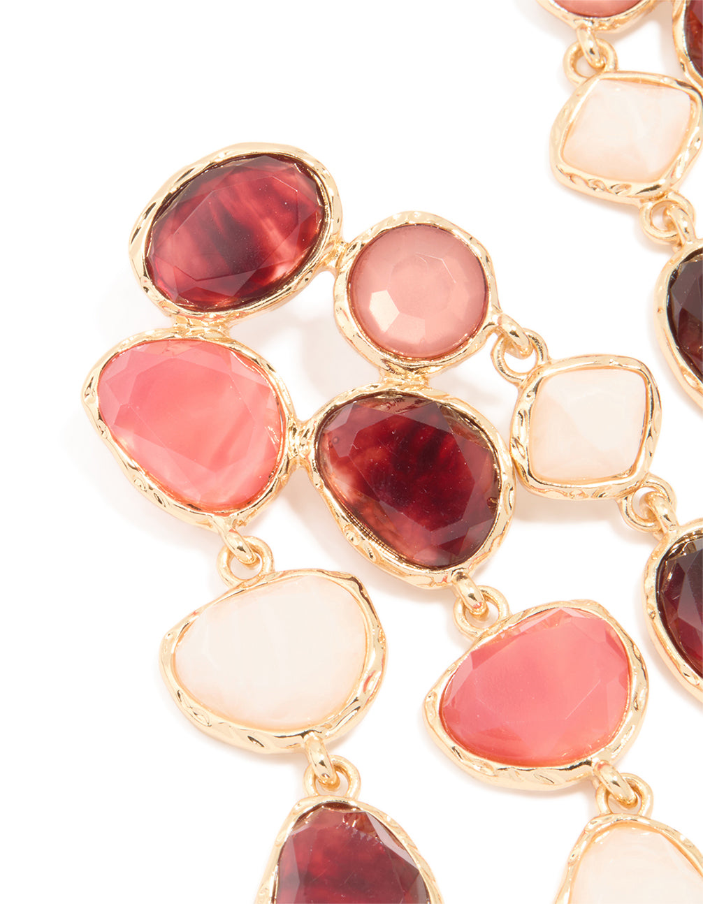 Gold Multicoloured Resin Marble Stone Drop Earrings