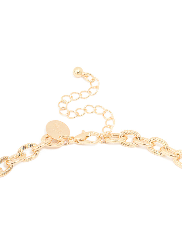 Gold Enamel Heart Charm Necklace