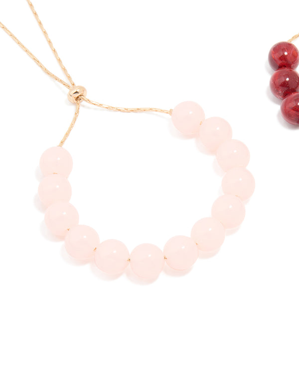 Gold Beaded Toggle Bracelets 2-Pack