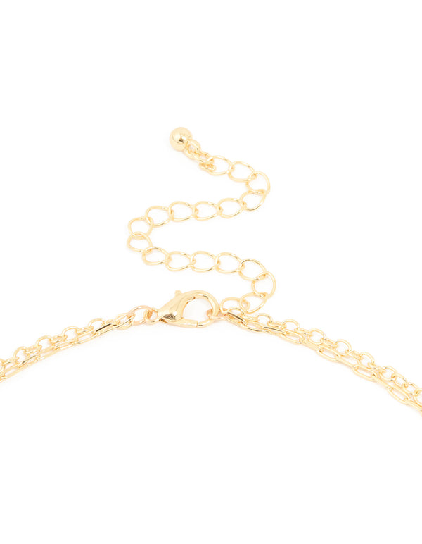 Gold Plated Rose Quartz Layered Necklace