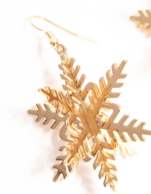 Gold Snowflake Earrings