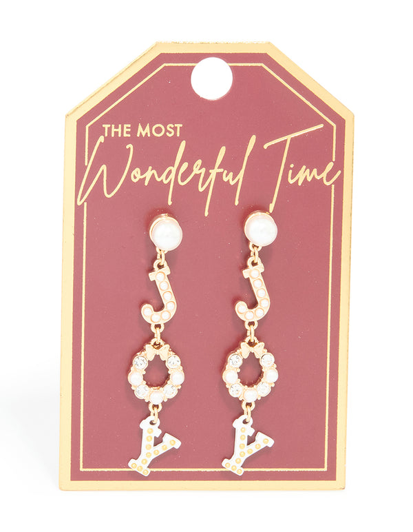 Gold Pearl 'Joy' Drop Earrings