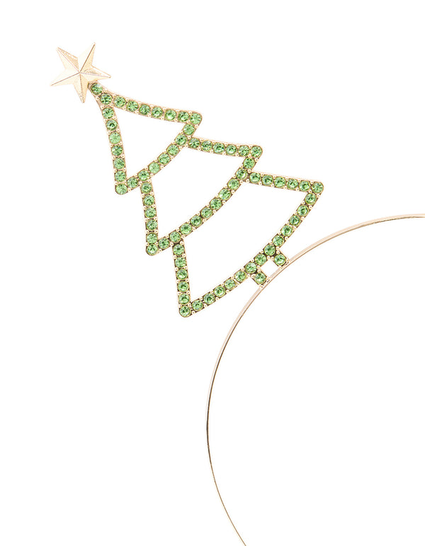 Gold Green Diamante Tree Headband