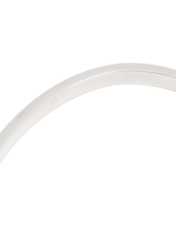 Crafted from waterproof stainless steel diamante hinged bangle in silver close up view
