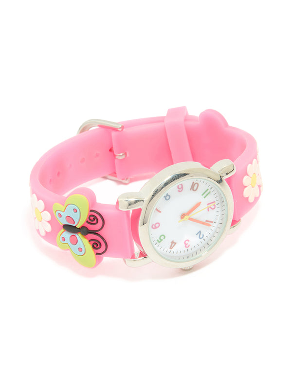 Kids Pink Butterfly & Daisy Watch