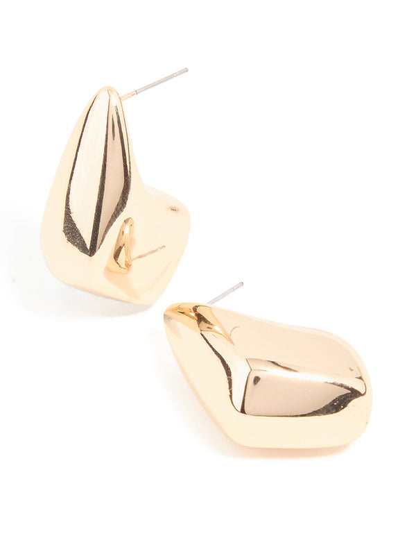 Gold Angular Teardrop Earrings