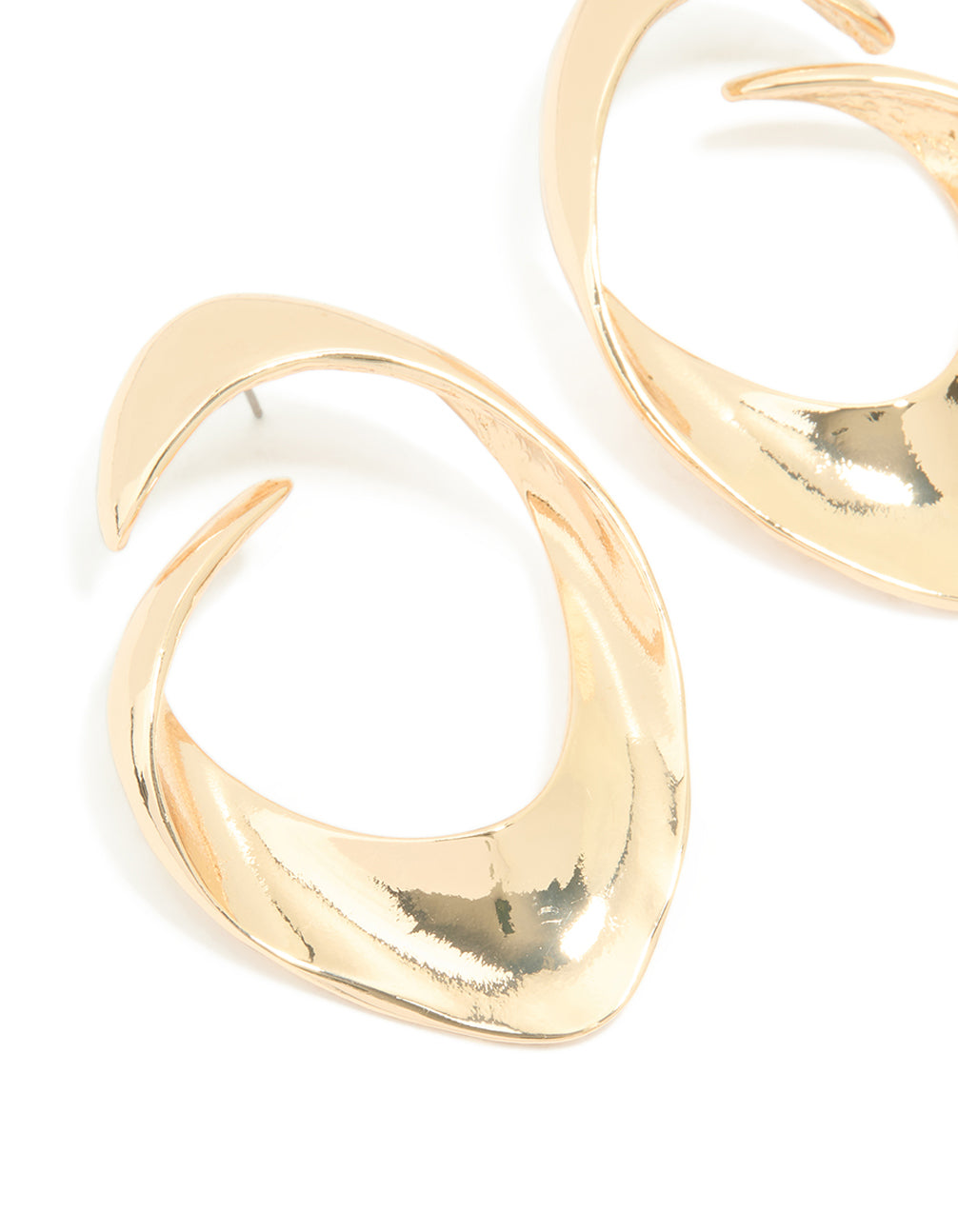 Gold Pear Shaped Open Stud Earrings
