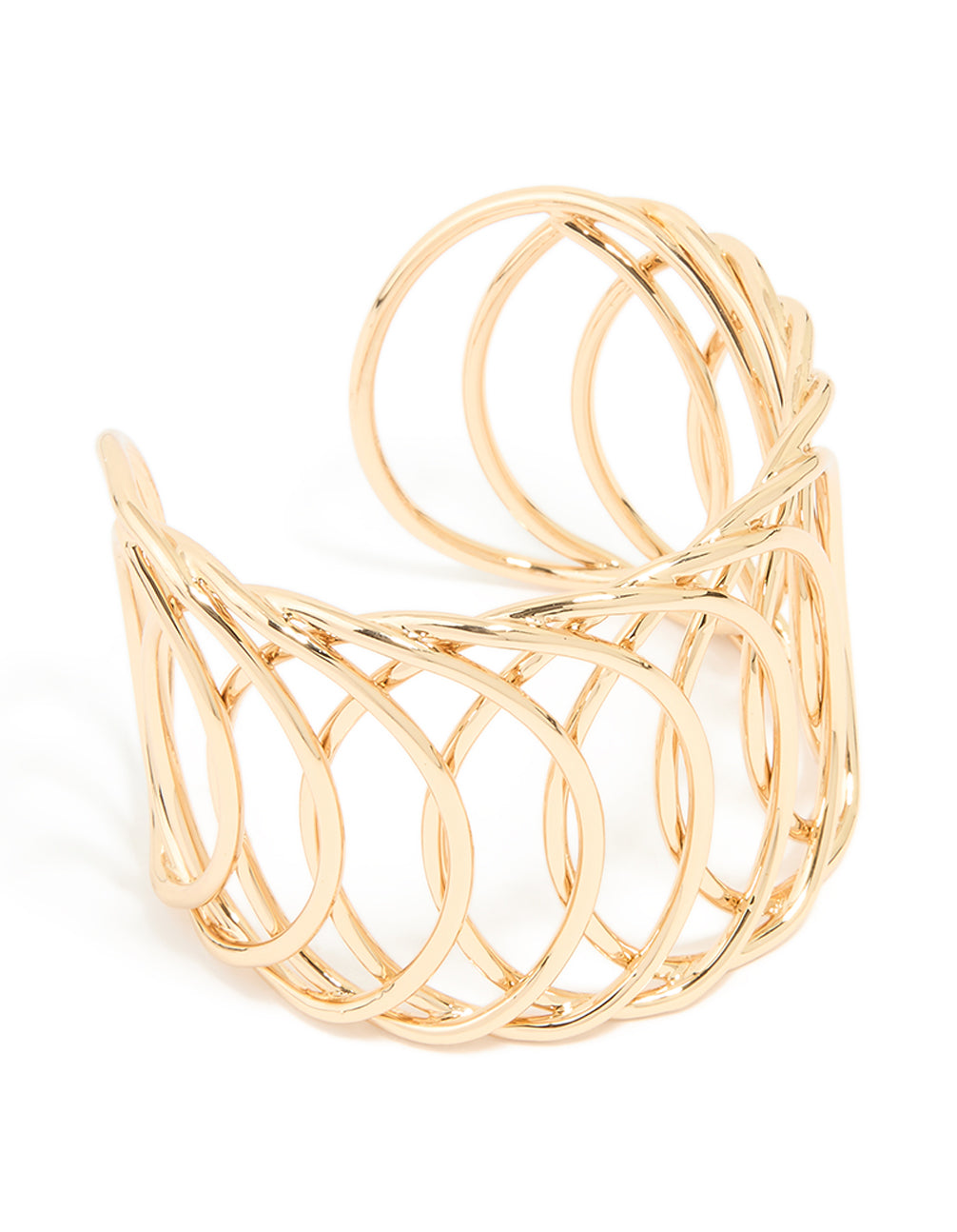 Gold Thick Layered Circle Design Wrist Cuff