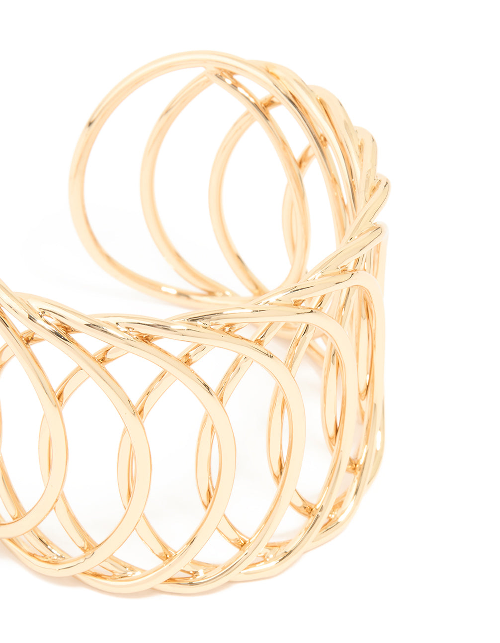 Gold Thick Layered Circle Design Wrist Cuff