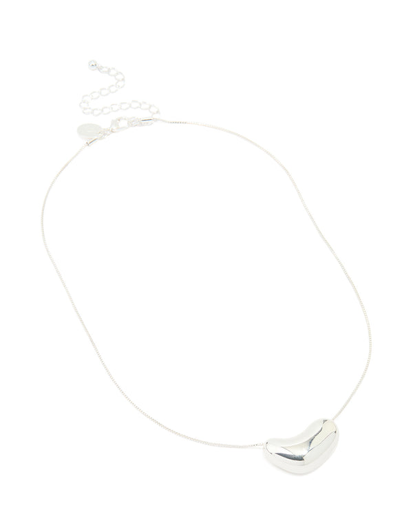 Silver Plated Molten Pebble Pendant Necklace