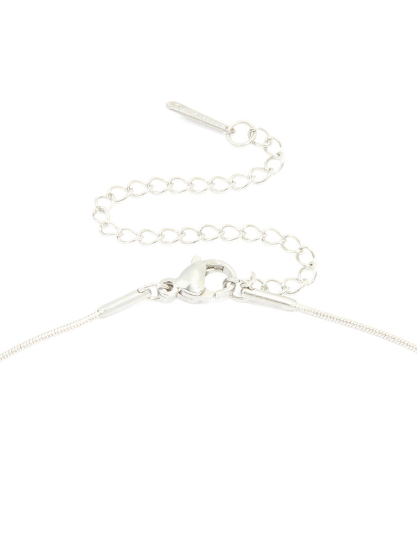 Silver Plated Large Pebble Pendant Necklace