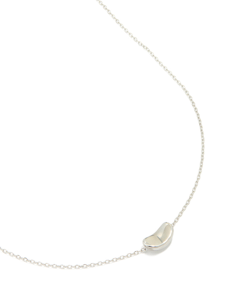 Silver Plated Small Pebble Pendant Necklace