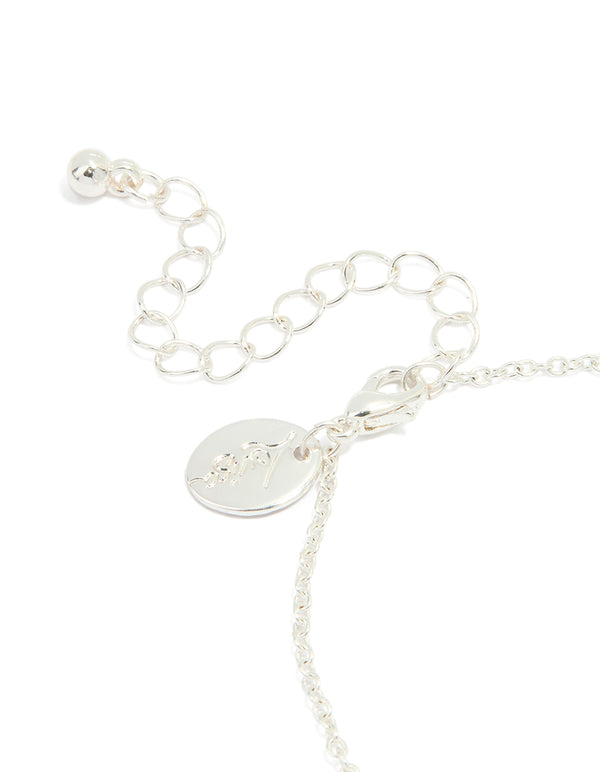 Silver Plated Brass Cubic Zirconia Single Pebble Bracelet