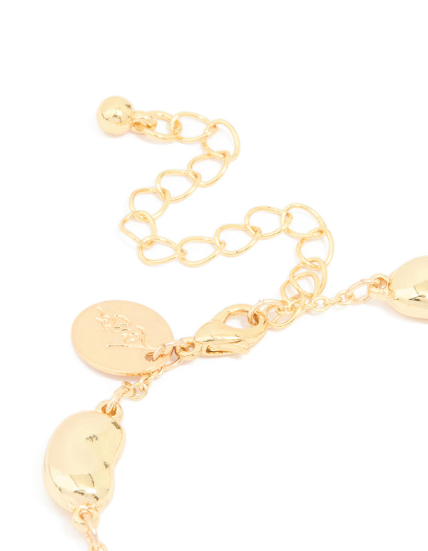Gold Plated Brass Cubic Zirconia Pebble Charm Bracelet
