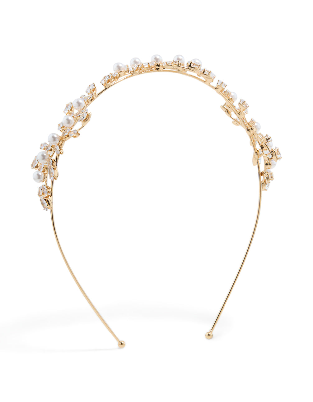 Gold Cubic Zirconia Vine & Pearl Headband