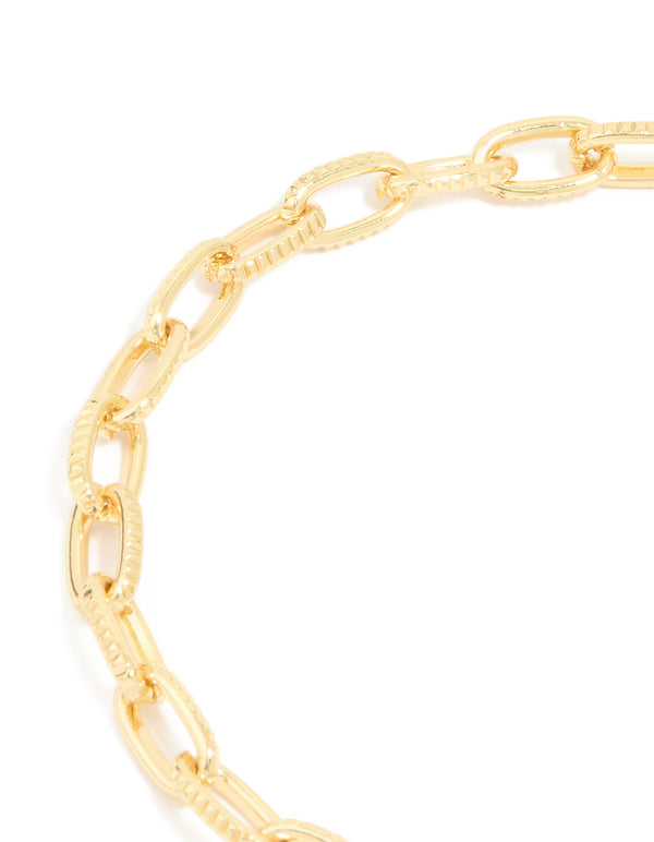 Gold Plated Brass Heart FOB Chain Bracelet