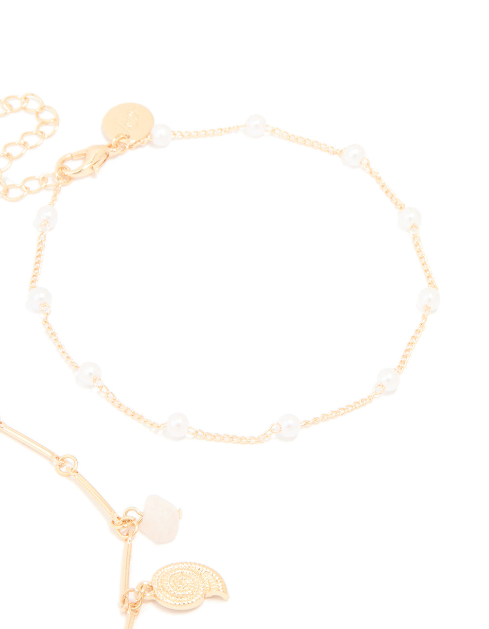 Gold Pearl & Shell Anklets 2-Pack