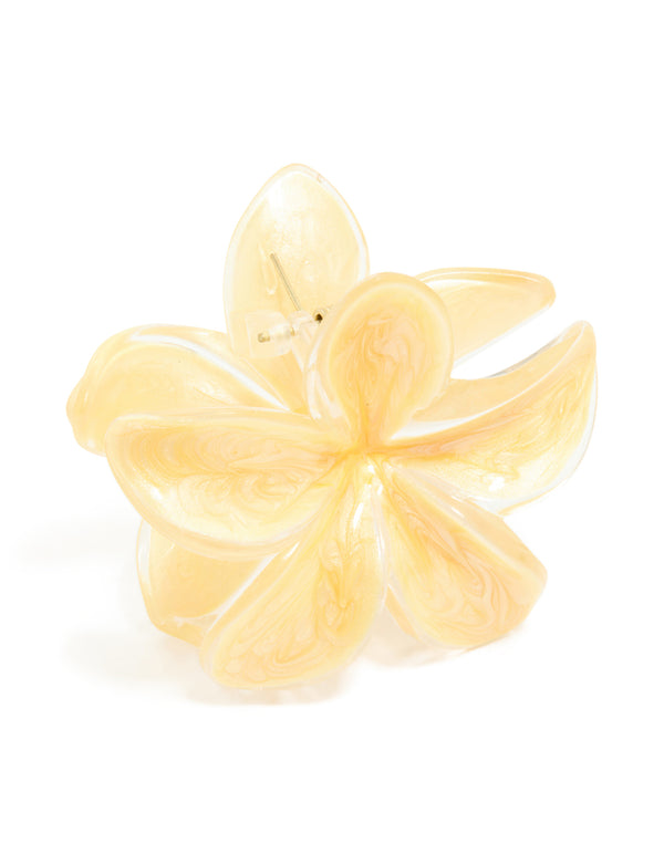 Yellow Frangipani Flower Claw Clip