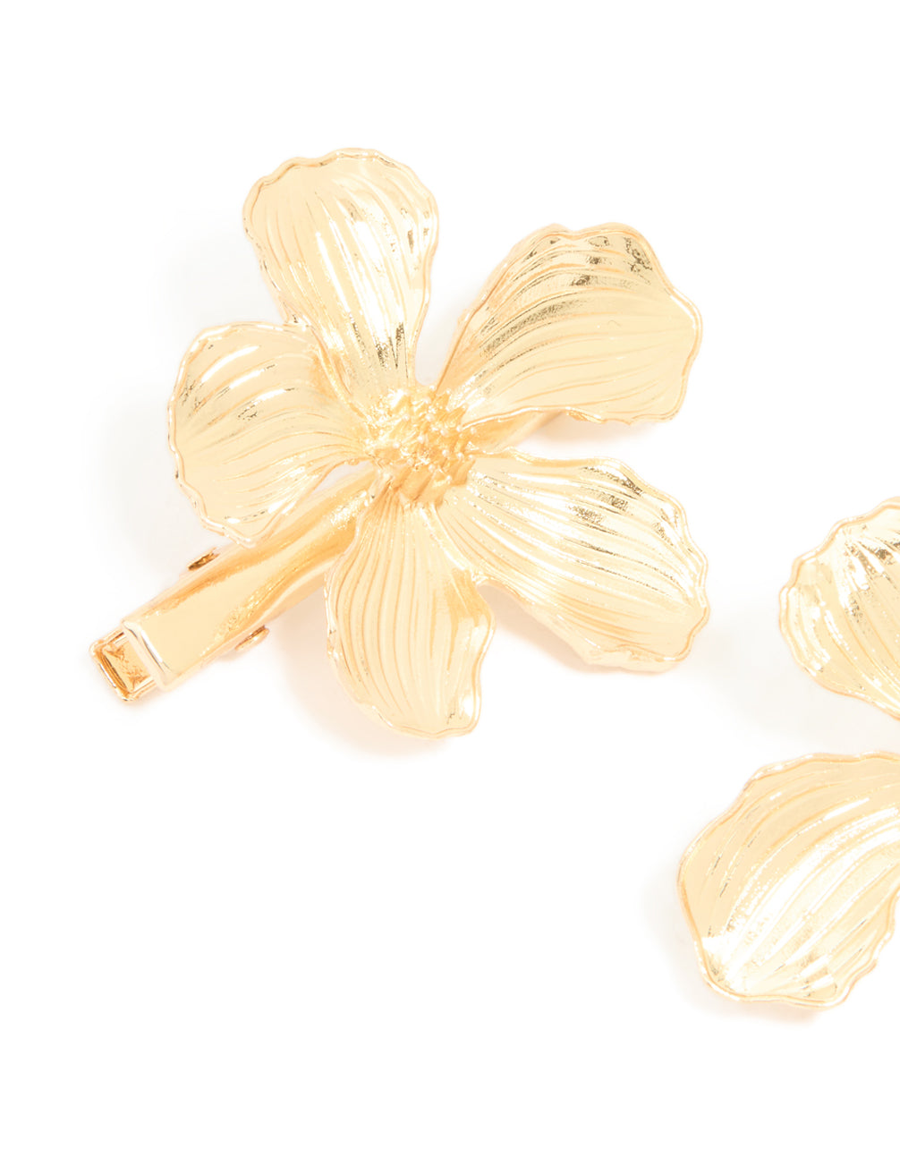 Crafted with floral pattern 2-pack claw clips in gold side view