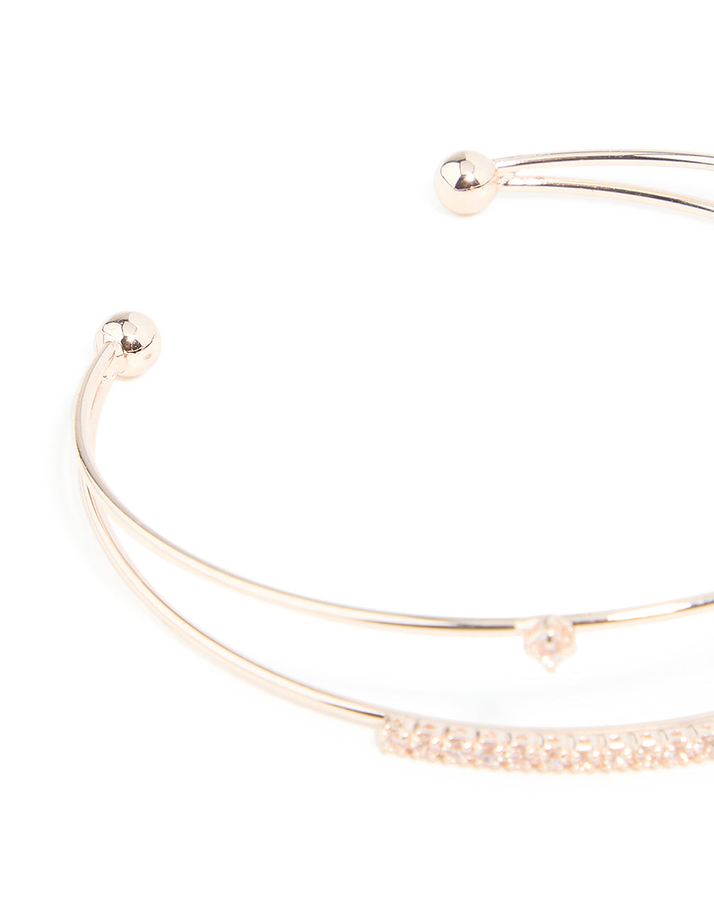 Rose Gold Plated Diamante Flower Wrist Cuff