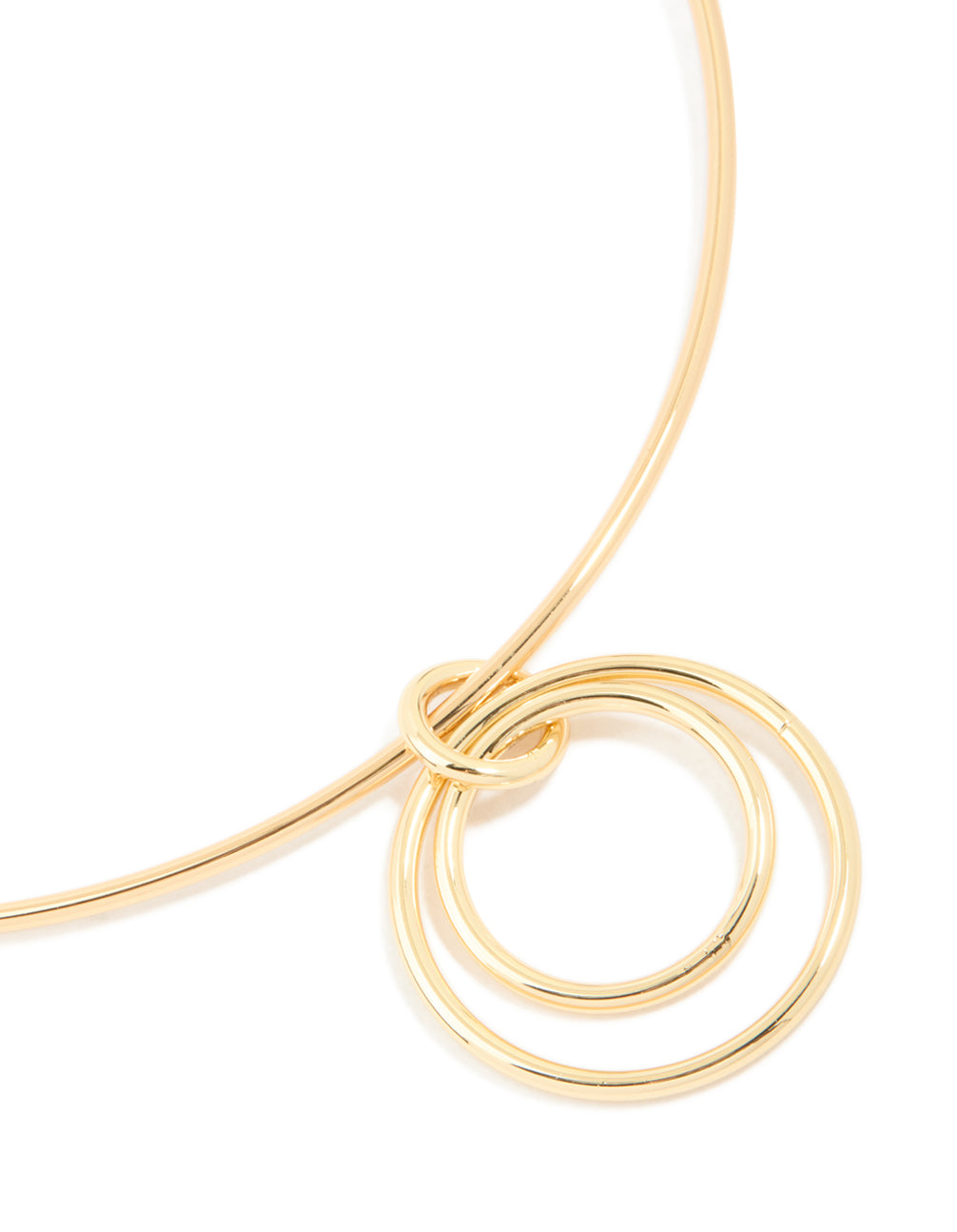 Gold Plated Collar Double Oval Pendant Necklace