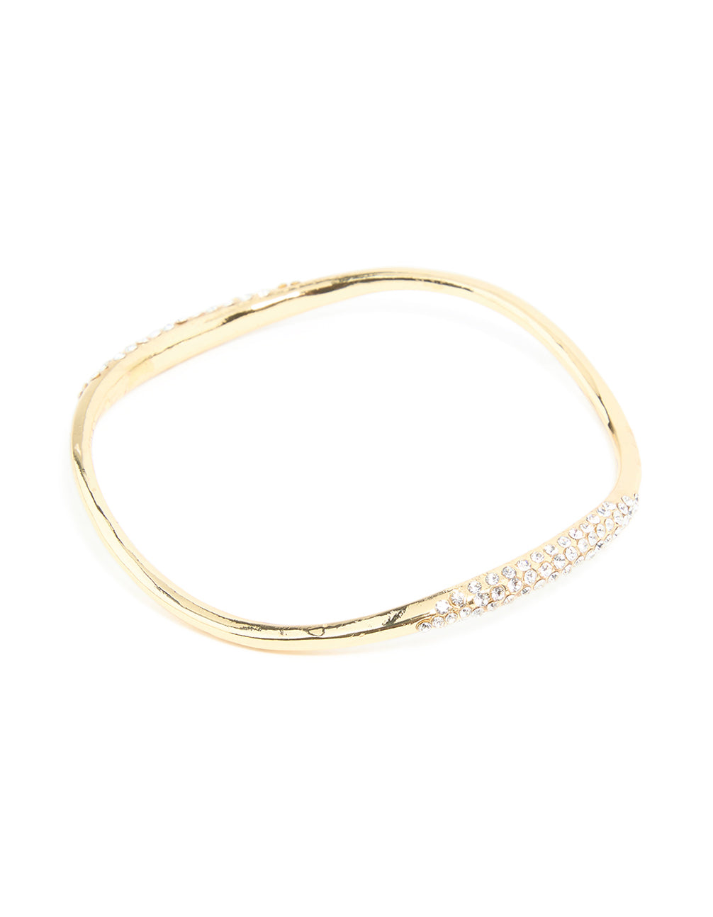 Gold Plated Diamante Wavy Bangle