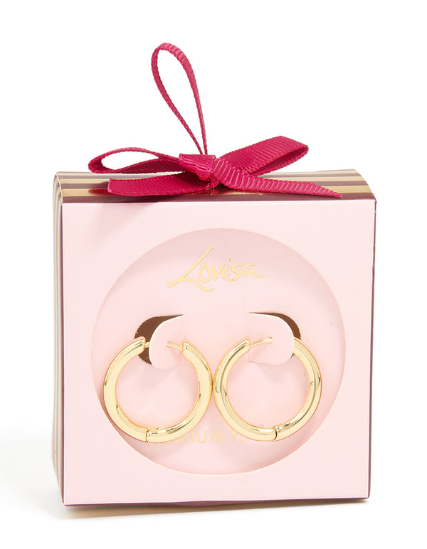 Gold Plated Medium Thick Hoop Earrings