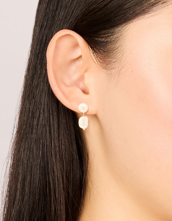 Gold Plated Freshwater Pearl Drop Earrings