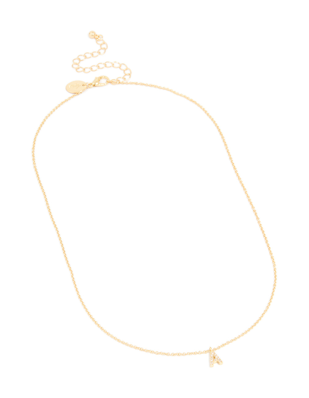 Gold Plated Brass Cubic Zirconia Letter A Necklace