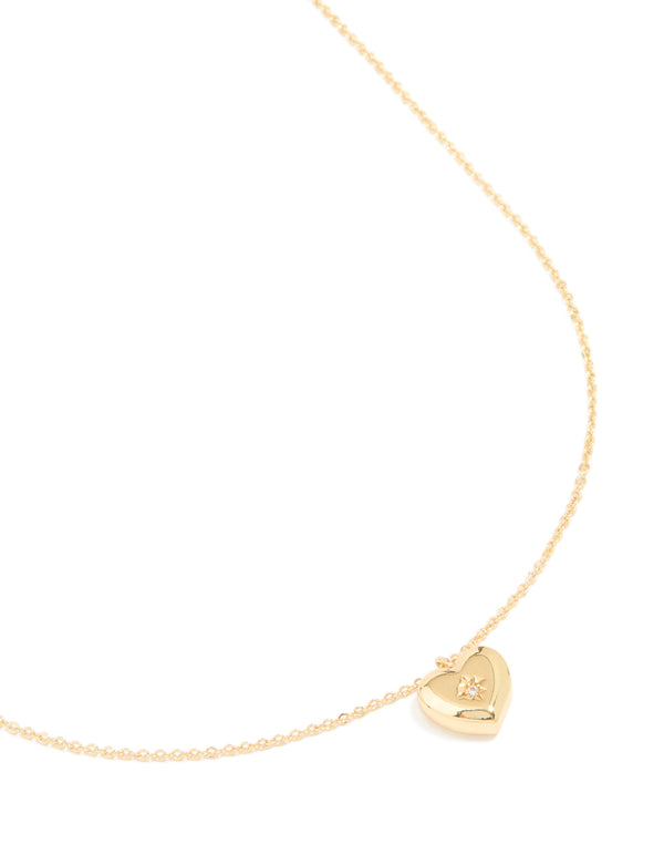 Gold Plated Cubic Zirconia Heart Necklace