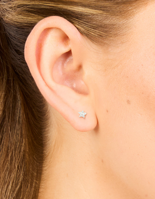 Sterling Silver Cubic Zirconia Flower Stud Earrings