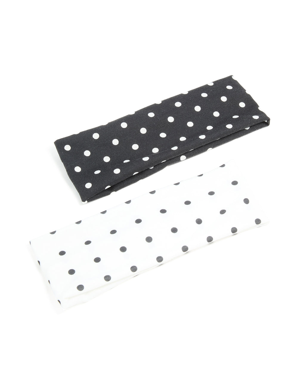 White & Black Polka Dot Stretch Fabric Headbands 2-Pack