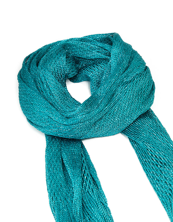 Dark Aqua Draped Fabric Scarf
