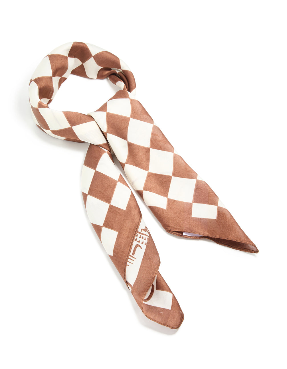 Brown & White Checkered Fabric Vacation Scarf