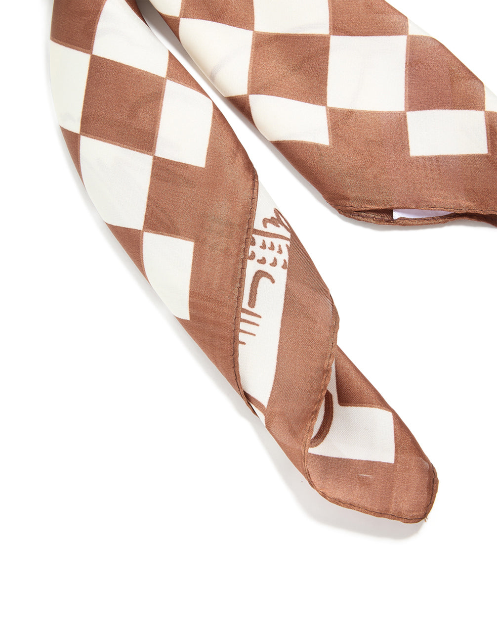 Brown & White Checkered Fabric Vacation Scarf