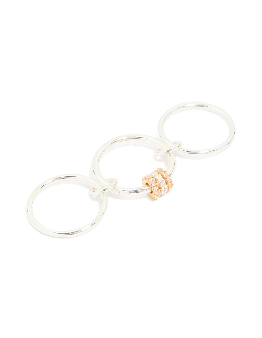Gold & Silver Plated Cubic Zirconia 3 Loop Rondell Stacked Ring